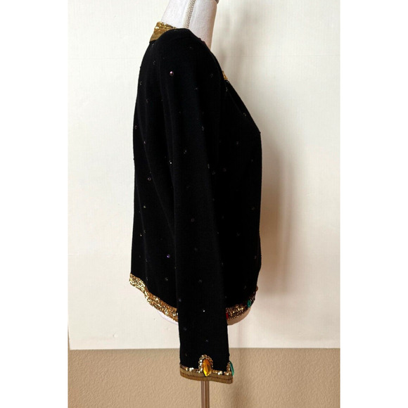 80s Vintage Outlander Womens Cardigan Sweater Sz M Sequins Rhinestones BLING - Picture 3 of 9